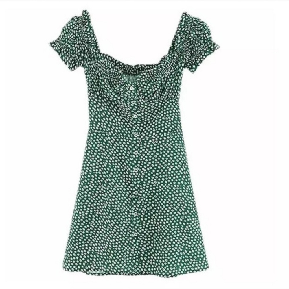 Green Ditsy Floral Summer Dress - Picture 5 of 8
